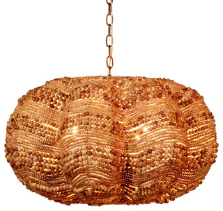 Clamshell Wood Beaded 4-Light Chandelier, Natural