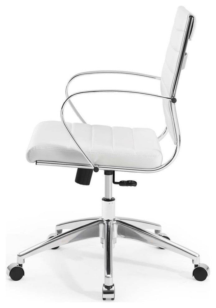 Computer Work Desk Chair, Faux Leather, White, Modern, Home Business Office