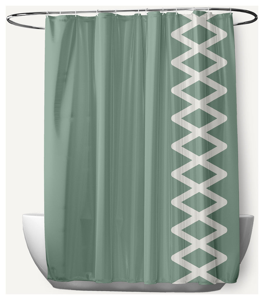 Zipper Stripe Sage 70" w x 73" h Shower Curtain