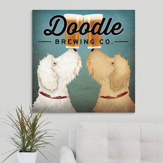 "Doodle Beer Double" Wrapped Canvas Art Print, 30"x30"x1.5"