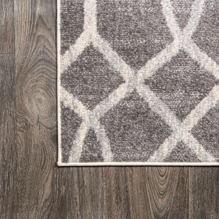 Asilah Ogee Fretwork Area Rug, Dark Gray/Cream, 8 X 10