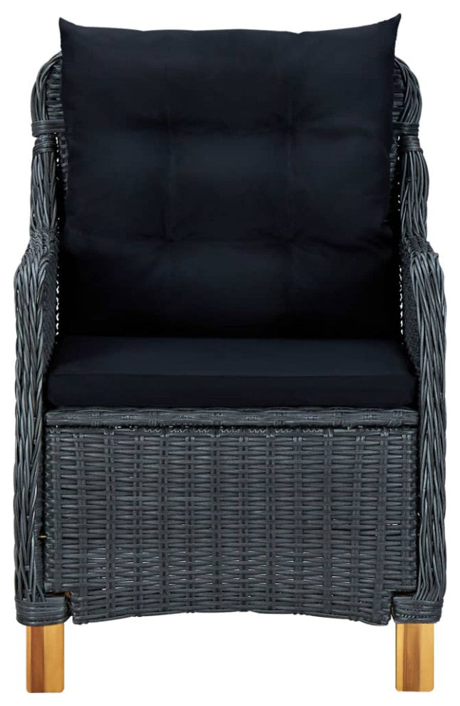 vidaXL Patio Chairs 2 Pcs Patio Dining Chair with Cushions Poly Rattan Dark Gray