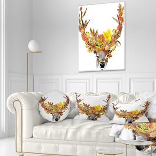 Roe Deer with Flowers Floral Throw Pillow, 12"x20"