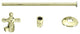 Toilet Kit With Stop And Flat Head Riser - Cross Handle In Polished Brass
