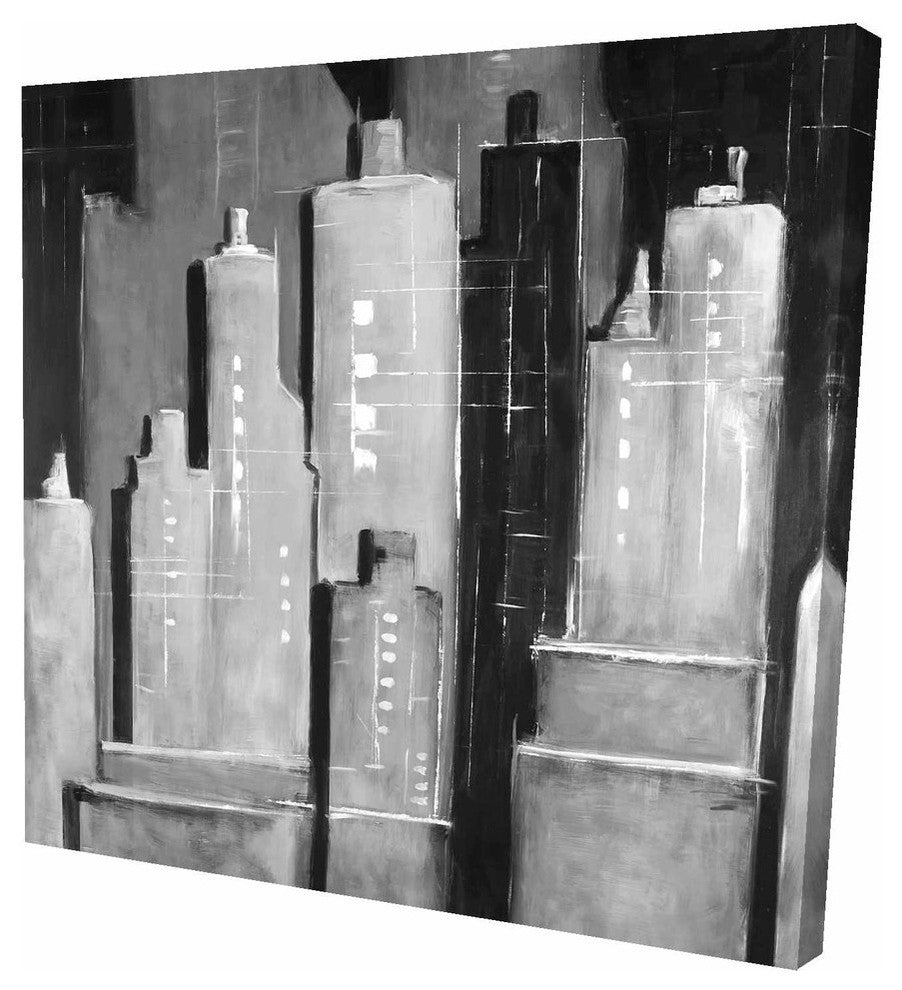 Abstract Buildings Black/White, Fine Art Gallery Wrapped Canvas, 24"x24"