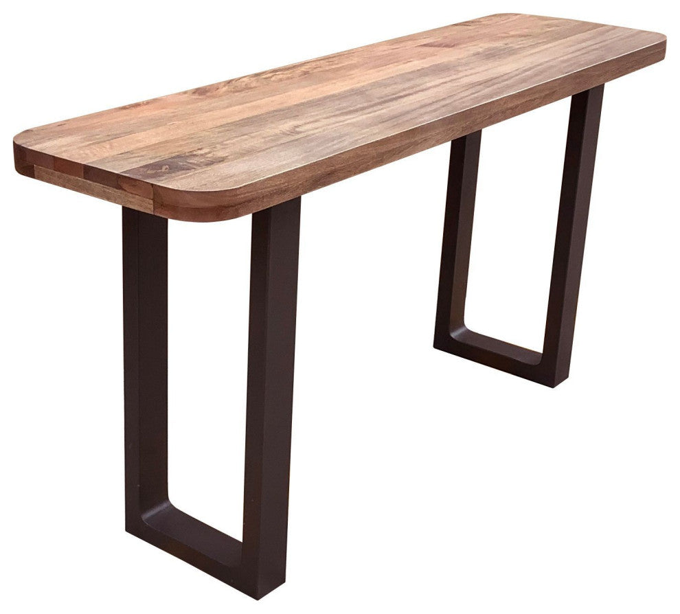 Curvet Mango Wood & Steel Sled Base Console Table