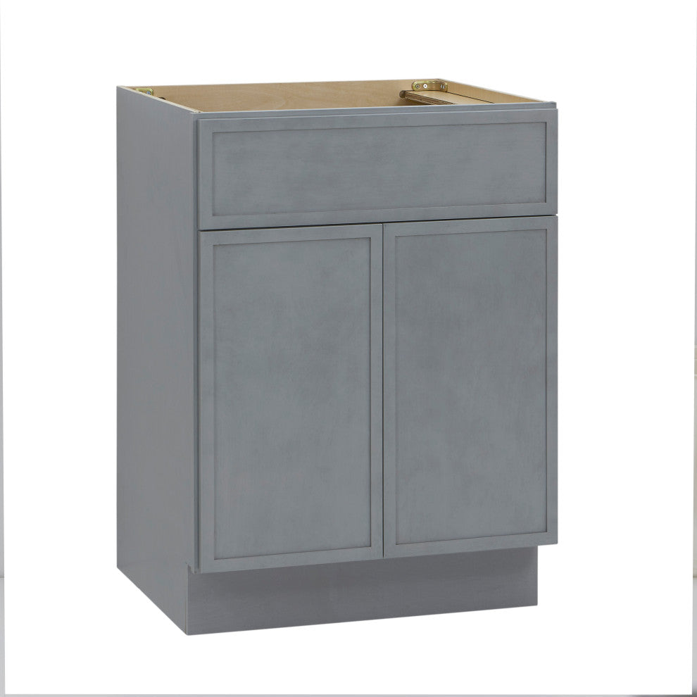 Vanity Art Birch Plywood Single Base Storage Cabinet, Smoky Gray, 24"