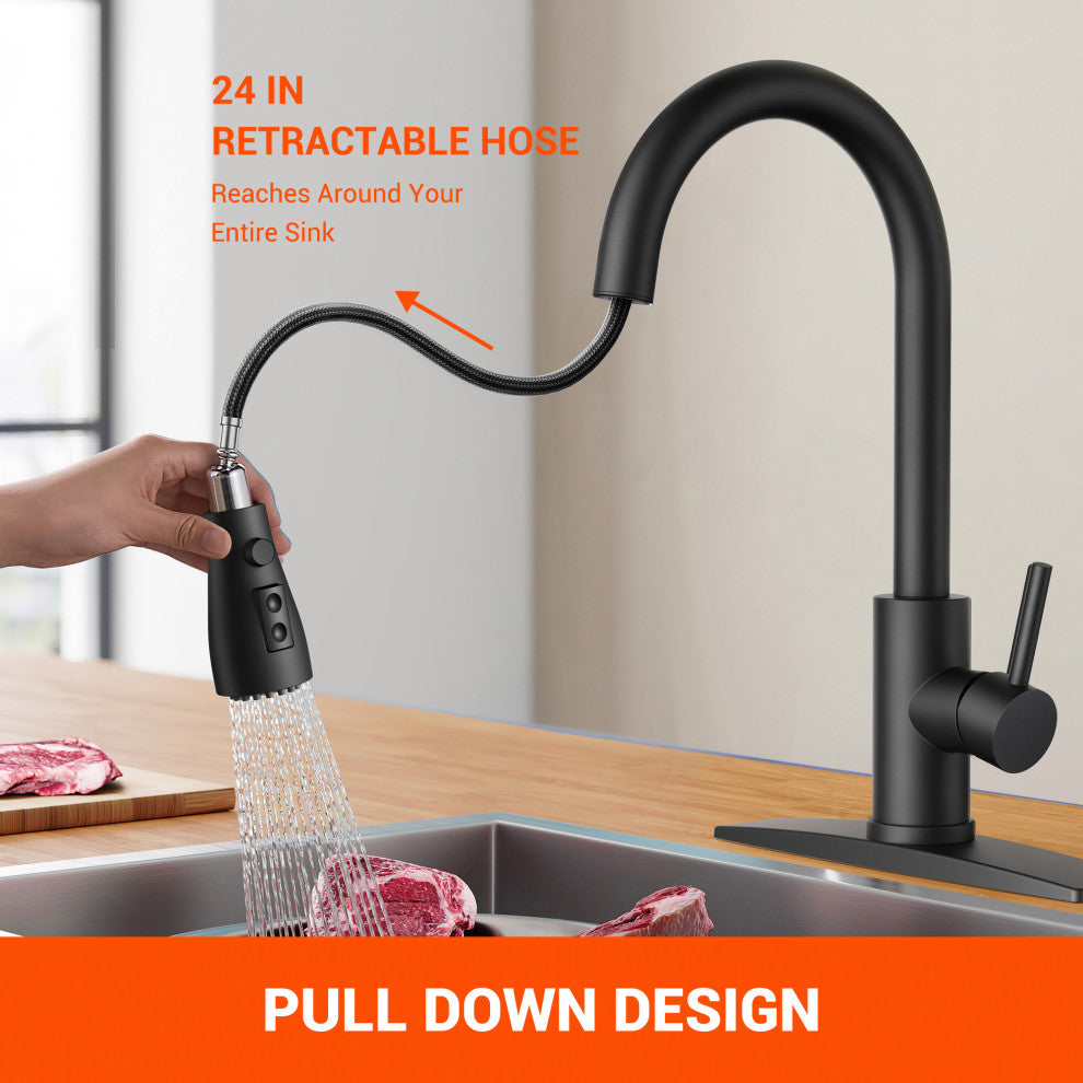 Kitchen Faucet With Pull Down Sprayer, Brushed Nickel