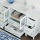 The Pullman Bathroom Vanity, White, 96", Double Sink, Freestanding