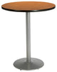 KFI 36" Round Bar Height Breakroom Table - Medium Oak Finish - Round Silver Base