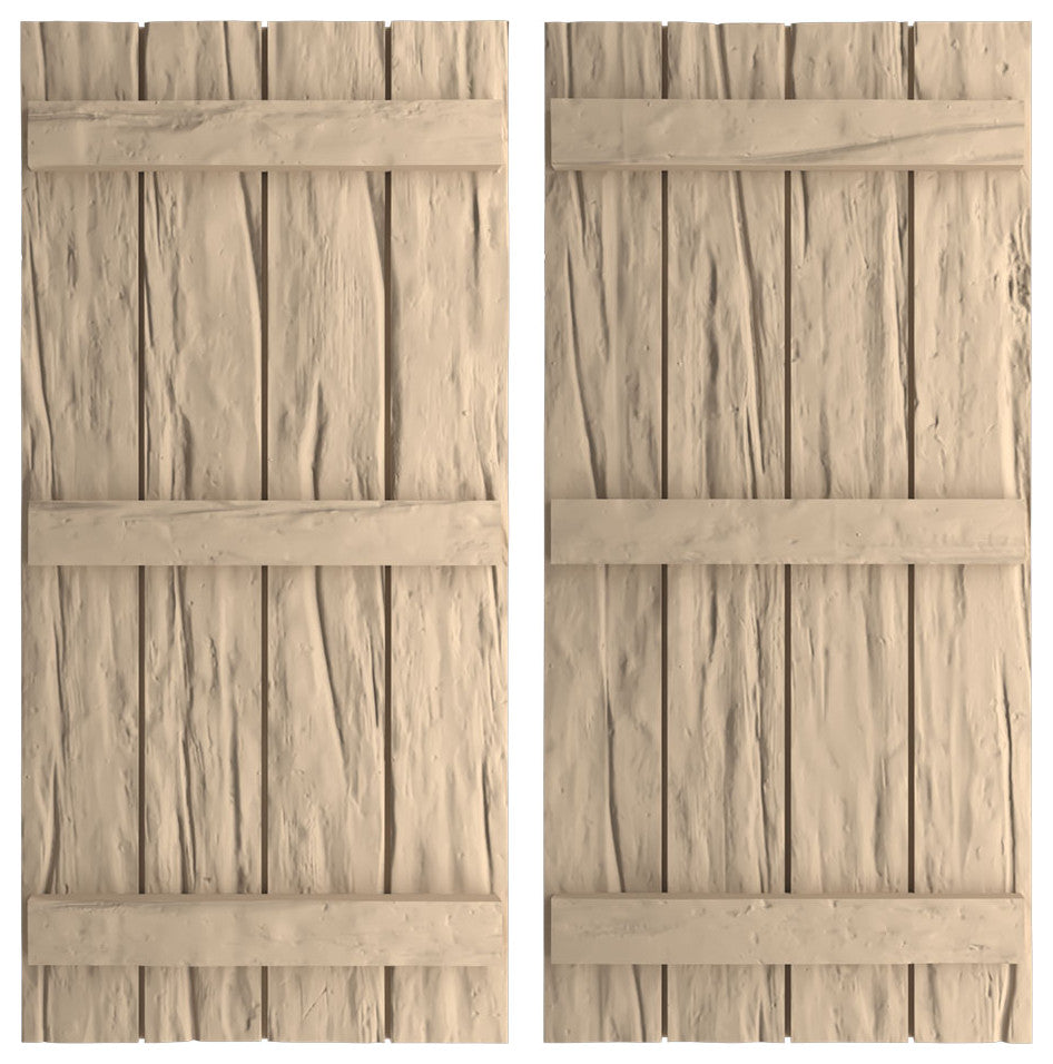 Rustic 4 Board Joined B-N-B Faux Wood Shutters, Riverwood, 22x80"