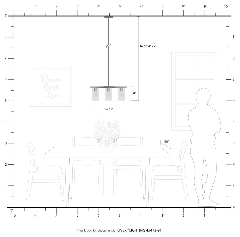 Livex Lighting Zurich 3 Light Brushed Nickel Chandelier