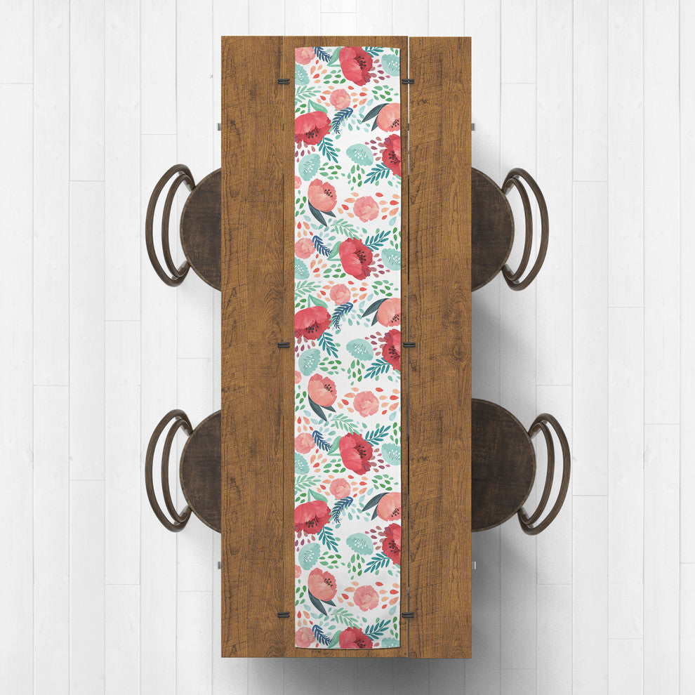 Bright Watercolor Florals 16x90 Table Runner
