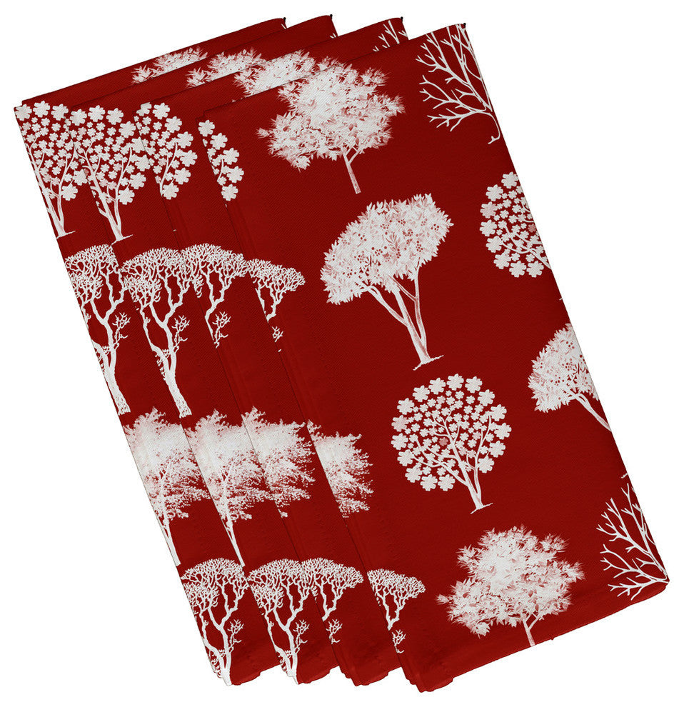 Field of Trees Floral Print Napkin, Set of 4, Red