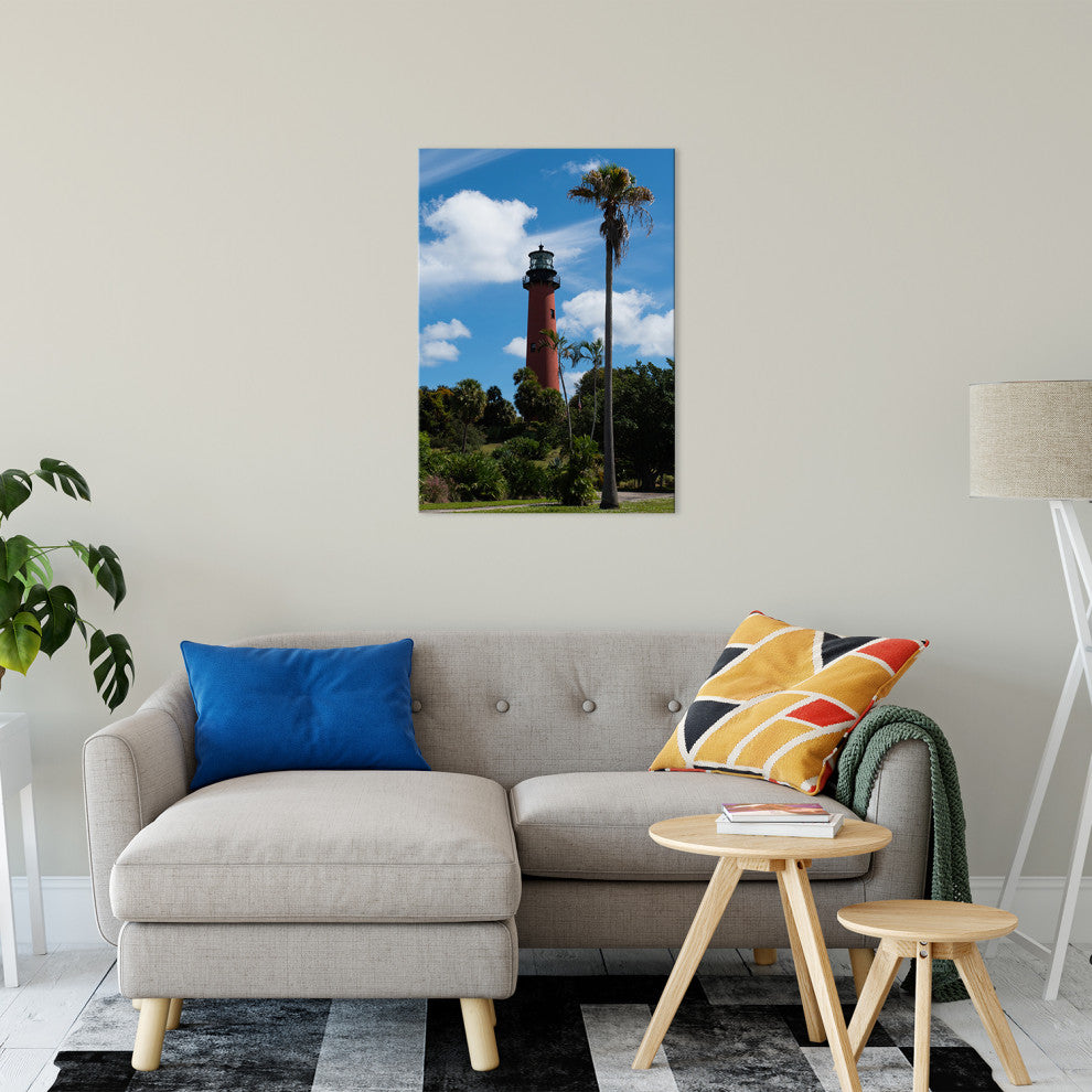 Jupiter Lighthouse Color Coastal Landscape Photo Canvas Wall Art Print, 24" X 36"