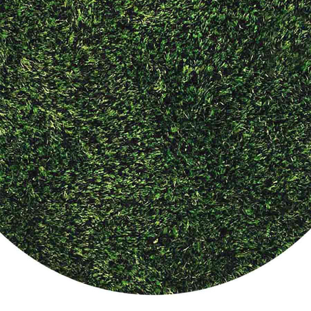 Hand Tufted Shag Polyester Area Rug Solid Green, [Round] 6'x6'