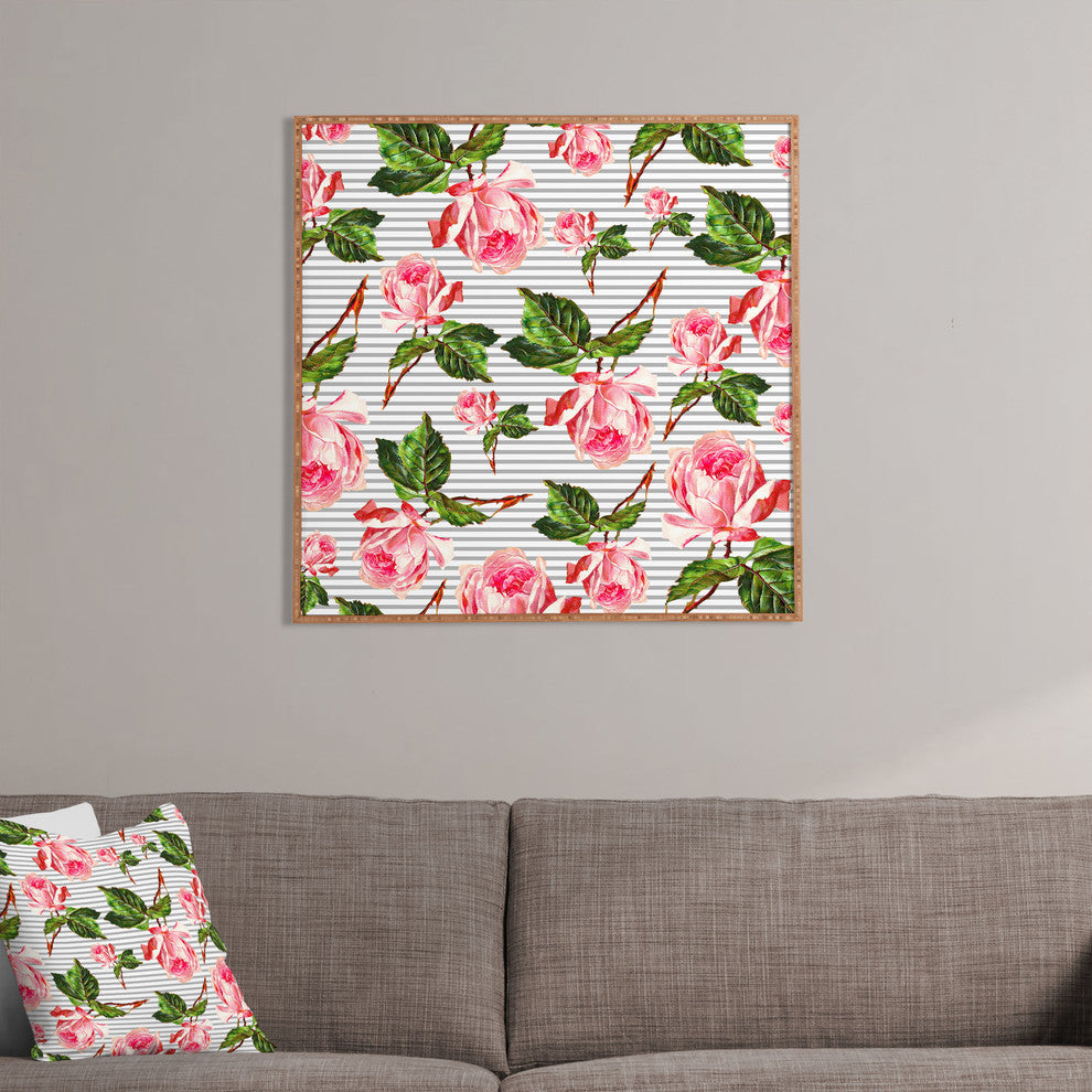 Deny Designs Allyson Johnson Roses And Stripes Framed Wall Art