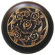 Saratoga Rose Walnut Wood Knob, Antique-Style Brass