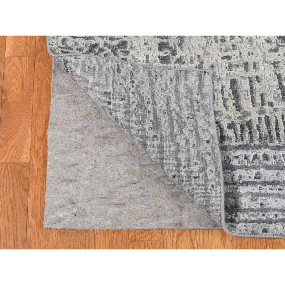 Cloud Gray, THE LOST BRANCHES, Silk With Wool, Hand Knotted, Rug, 8'10"x12'2"