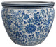 12" Floral Blue and White Porcelain Fishbowl