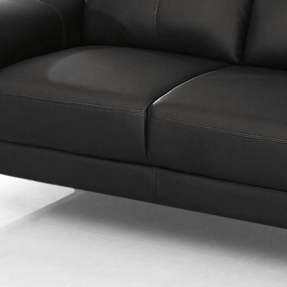 Urban 65" Black Leather Adjustable Headrest Loveseat