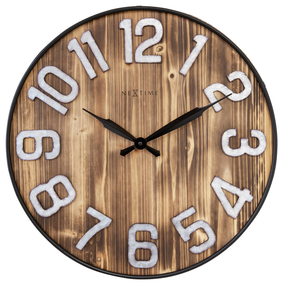 Aberdeen 20" Wooden Wall Clock With Metal Numbers