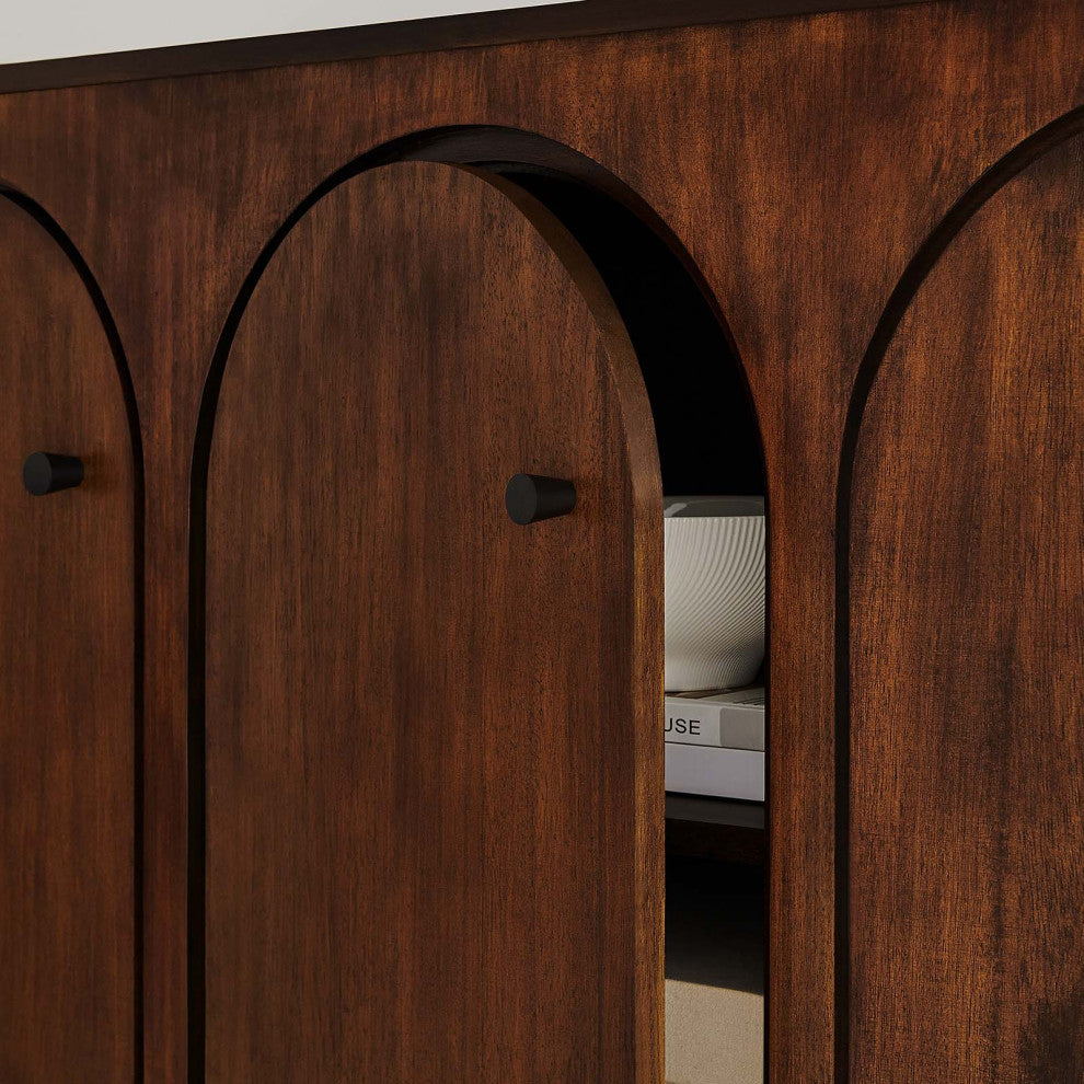Appia 3-Door Arched Door Sideboard Storage Cabinet - Walnut