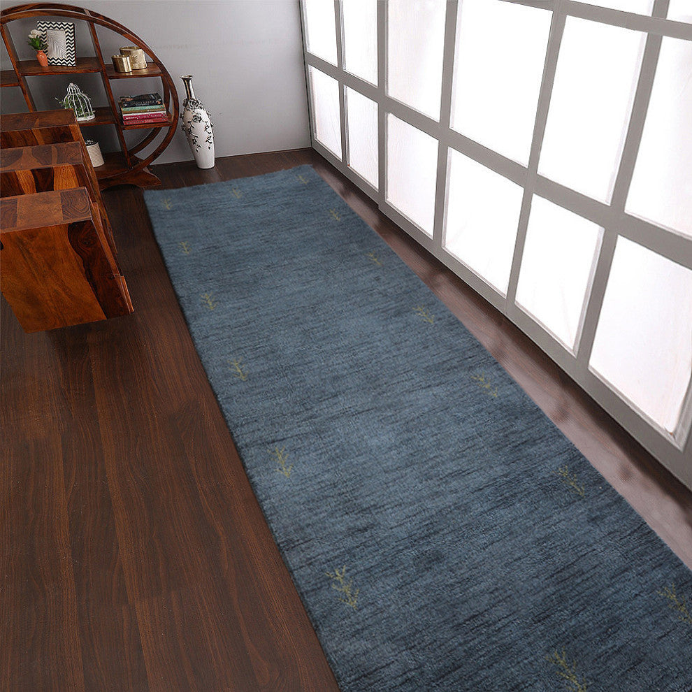 HAND KNOTTED LOOM WOOL ECO - FRIENDLY AREA RUGS - Light Blue,Contemporary