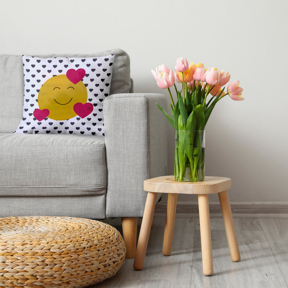 Love Emoji Decorative Throw Pillow, Dark Gray, 20"x20"