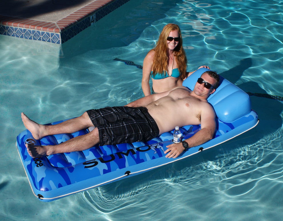 81" Inflatable Blue Camouflage Sumo Sized Swimming Pool Raft