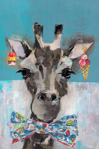 "Sassy Giraffe" Painting Print on Wrapped Canvas, 16"x24"