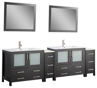 Vanity Art Vanity Set With Ceramic Top, 96", Espresso