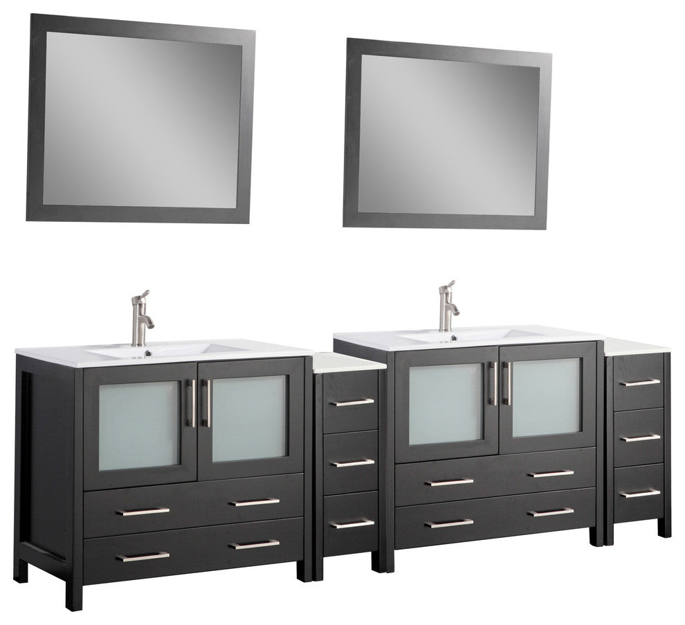 Vanity Art Vanity Set With Ceramic Top, 96", Espresso