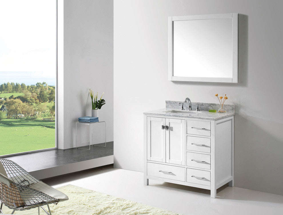 Caroline Avenue 36" Vanity, Without Faucet, Square Sink