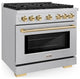 ZLINE 36 In. Autograph Gas Range, Stainless Steel With Gold, SGRZ-36-G