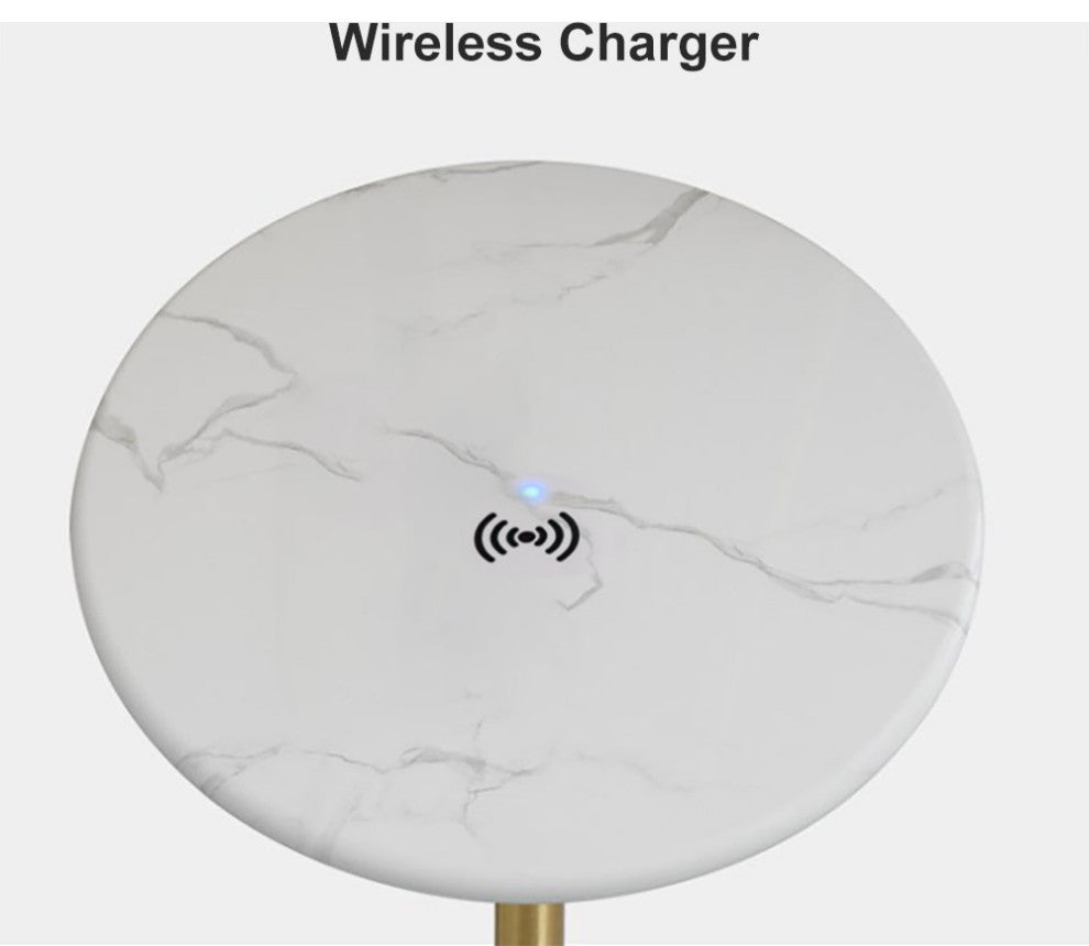 Modern Arc Floor Lamp With Shelf & Wireless Charger & USB Charging Port