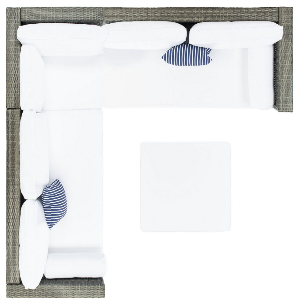 Safavieh Analon Outdoor Sectional, Grey Brown / White