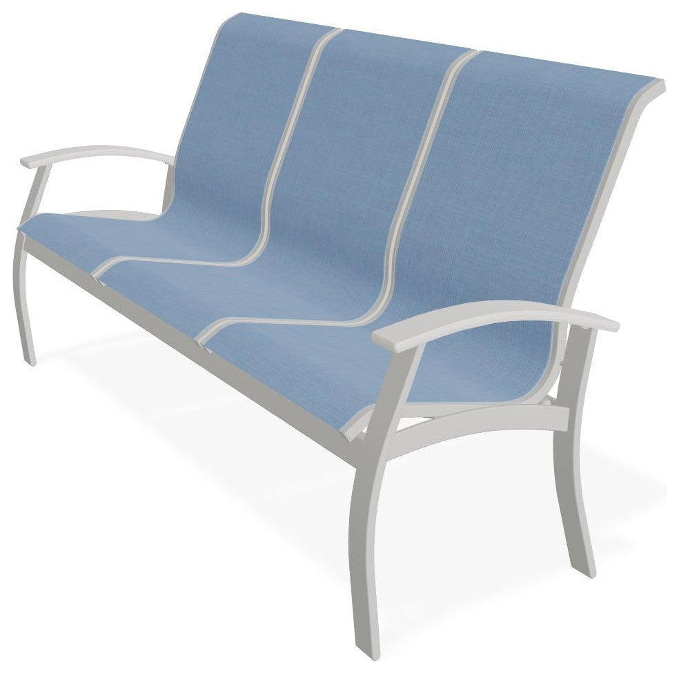 Belle Isle Sling 3-Seat Outdoor Sofa, Sky/Snow