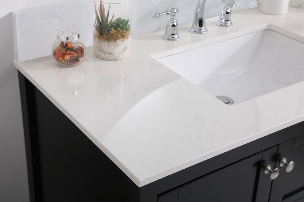 Tobias 42" Single Bathroom Vanity, Black With Backsplash
