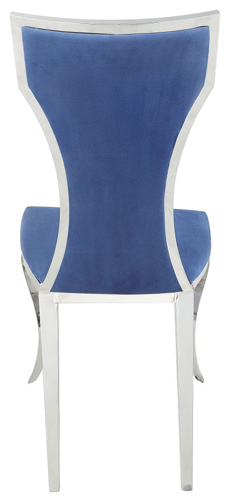 ACME Azriel Side Chair(Set-2) in Blue Velvet & Mirroed Silver Finish