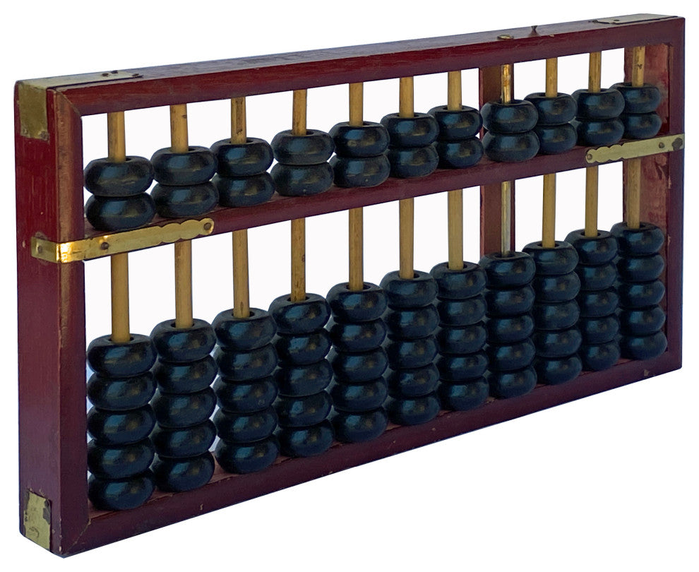 Chinese Red Brown Stain Wood Abacus Fengshui Paperweight Display Hws2487