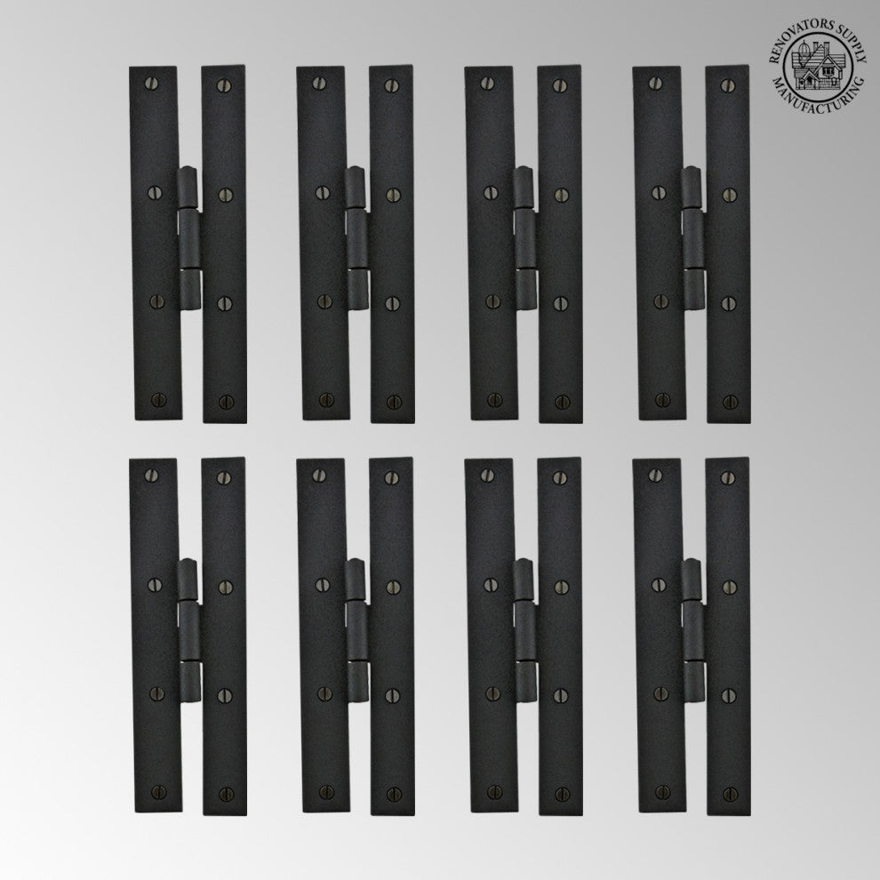 Black Iron Flush Door Hinge H Forged High Rustproof Finish 7 Inch Pack of 8