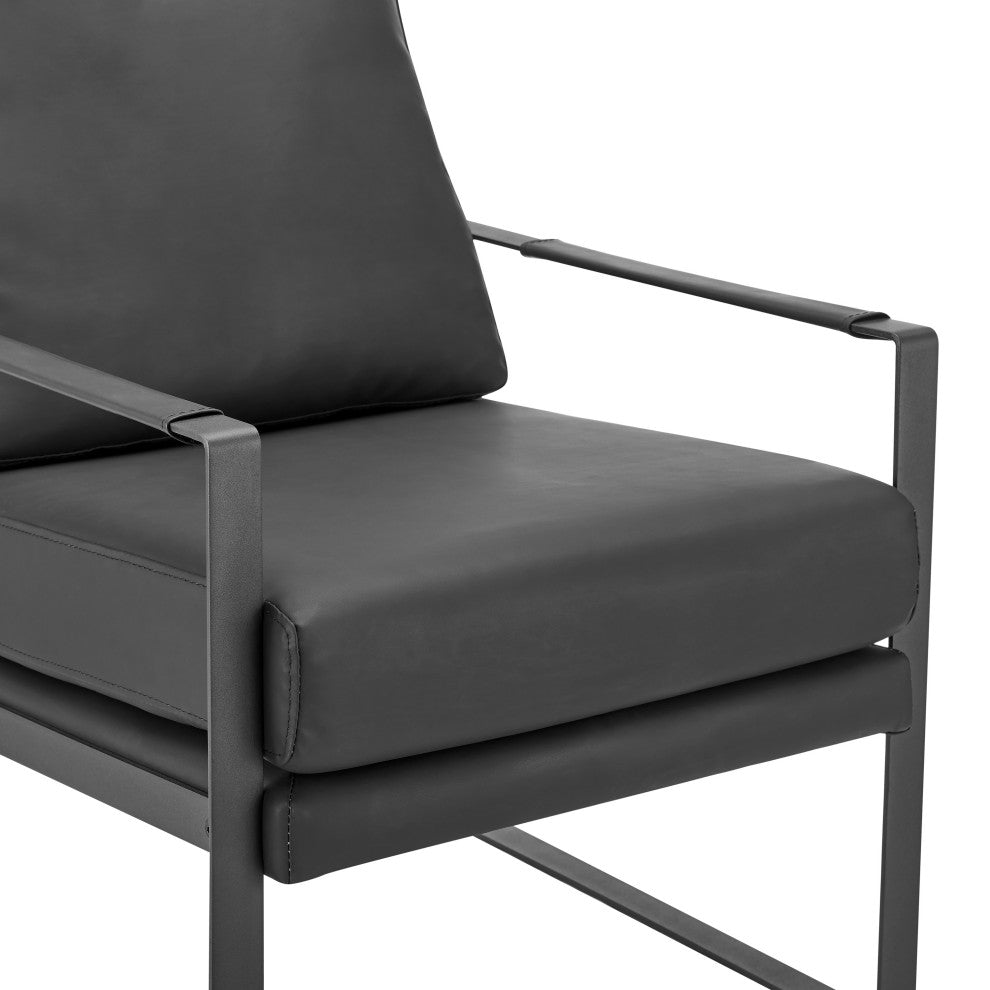 Bettina Lounge Chair, Black Leatherette With Matte Black Frame