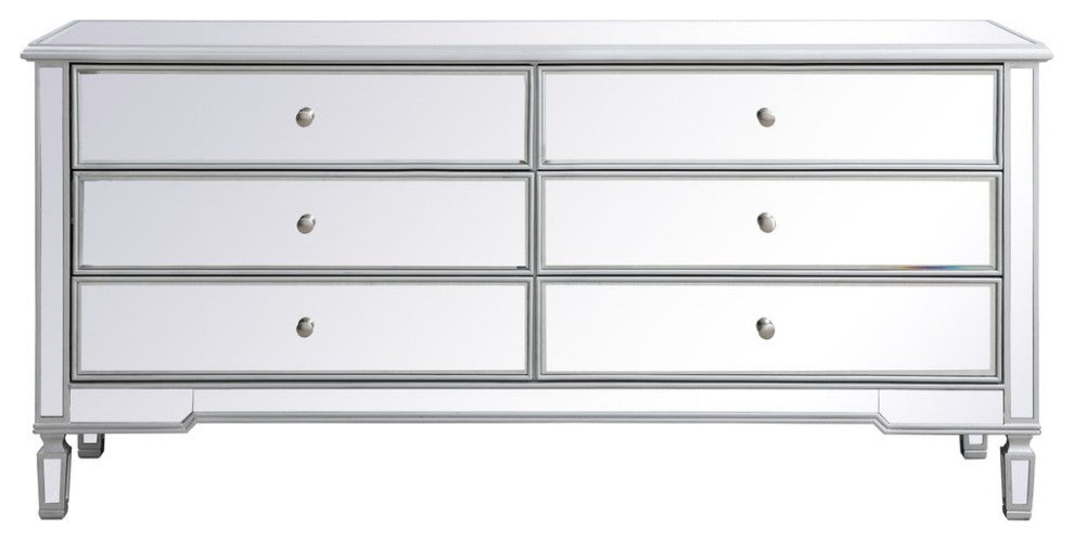 Elegant MF63672S Contempo 72" Mirrored Chest, Antique Silver