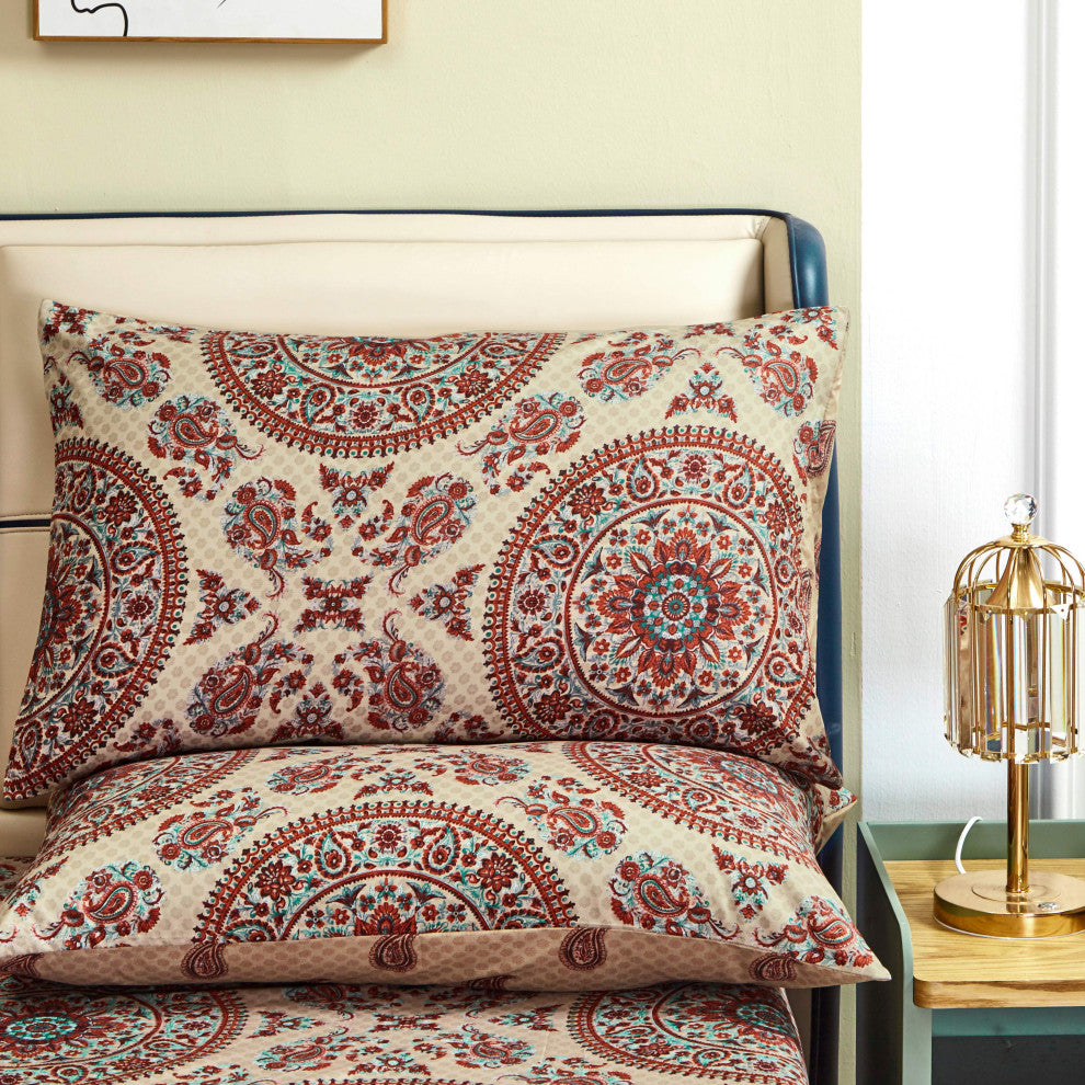 Tache Bohemian Chic Mandala Paisley Fitted Sheet, Full