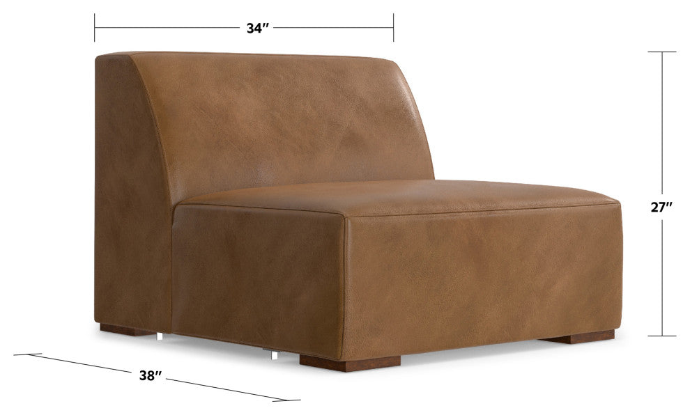 Rex Center Armless Sofa Module in Genuine Leather