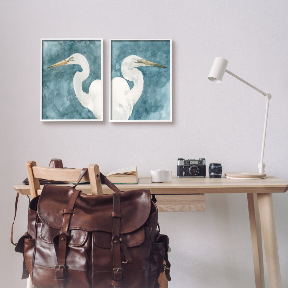 Nautical Cranes Bird Portraits Abstract Blue Sky,11 x 14