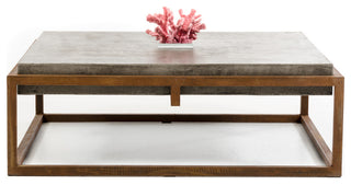 HomeRoots 15" Concrete and Metal Coffee Table