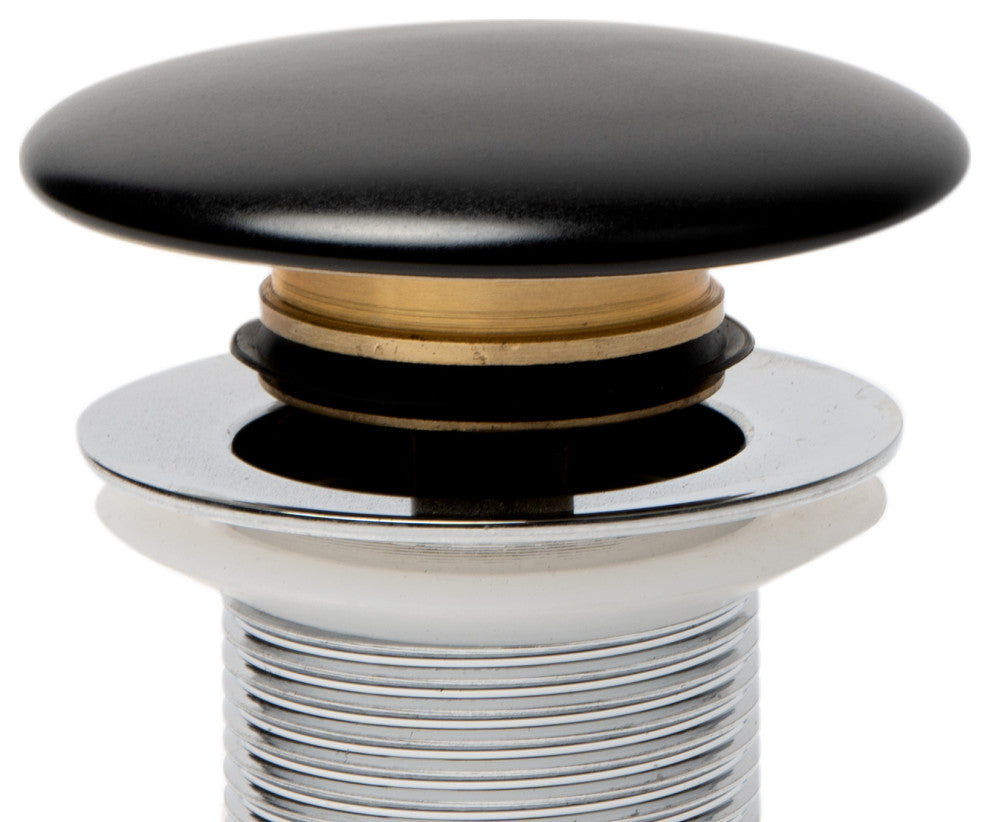 Black Matte Ceramic Mushroom Top Pop Up Drain For Sinks Without Overflow