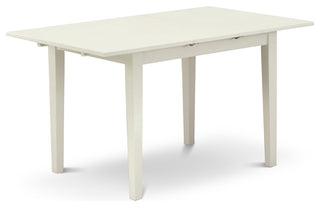 5-Pc Wood Dinette Set 4 Dining Chairs, Butterfly Leaf Table, Linen White